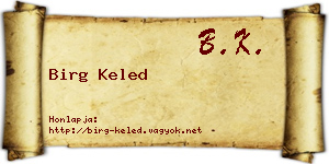 Birg Keled névjegykártya